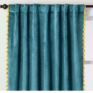 Four Opalhouse Teal Fringe Curtains